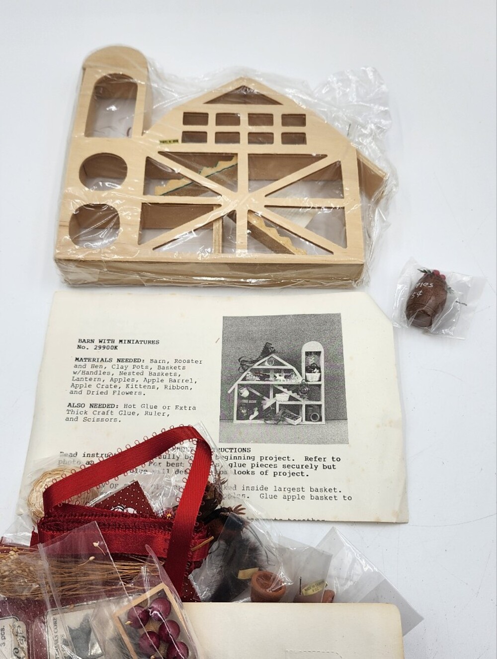 New Miniature Wood Trinket Barn Miniature  Kit Wall Shelf Set